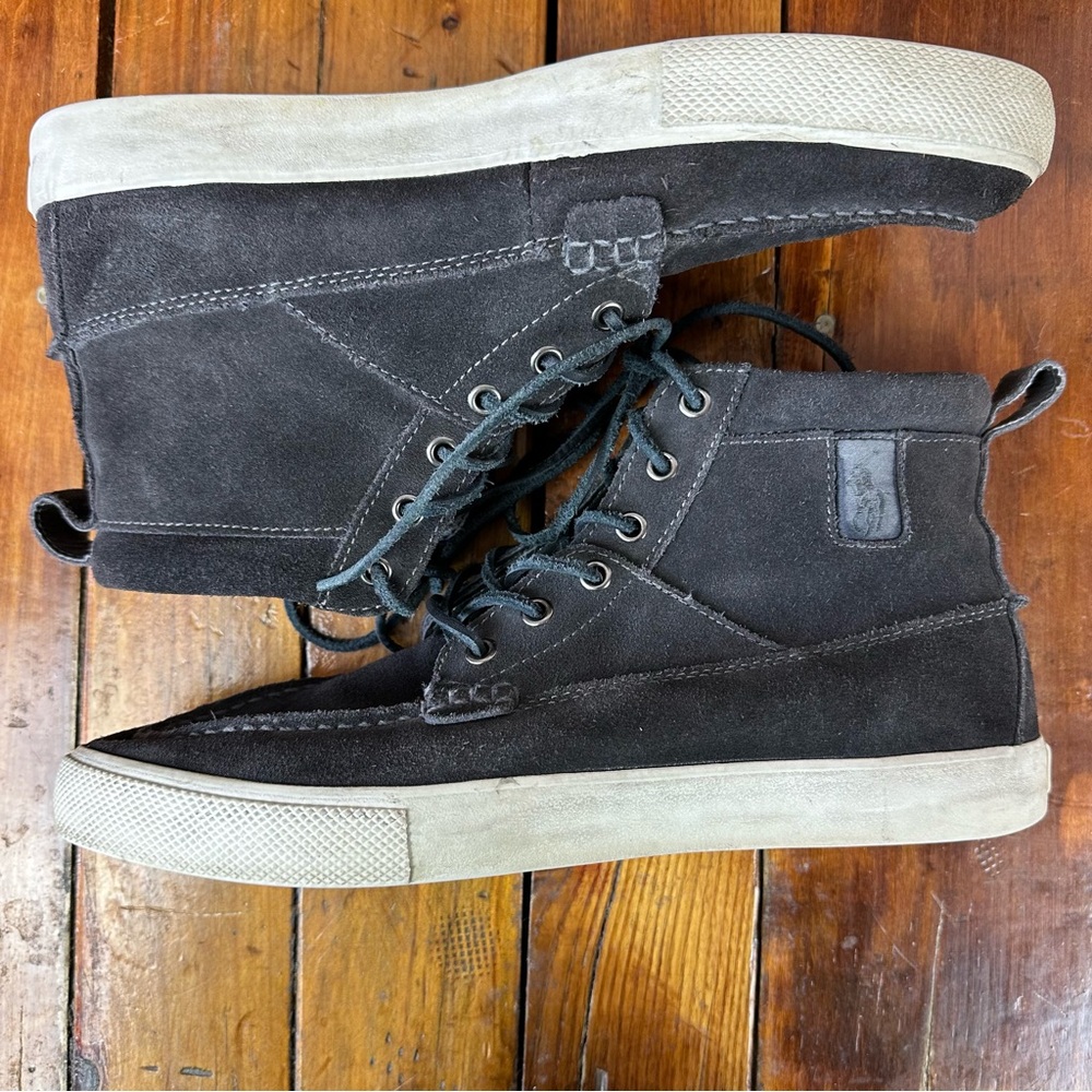Polo Ralph Lauren PRL Tavis Black Suede High Top Sneakers 10.5D - Picture 8 of 10